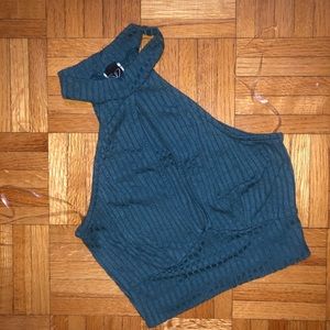 Green Teal Halter Crop Top